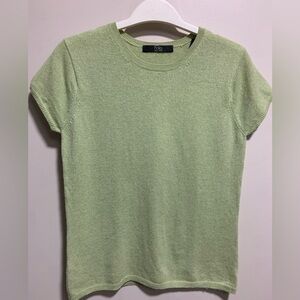 FOLIO NEW YORK 100% Cashmere Green Short Sleeve Top
